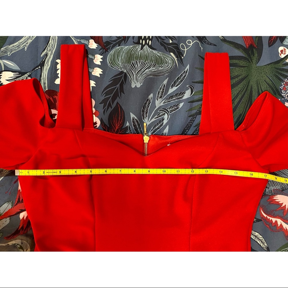 Bisou-Bisou Red Midi Body-con Cocktail Dress Size 10 - Picture 6 of 10